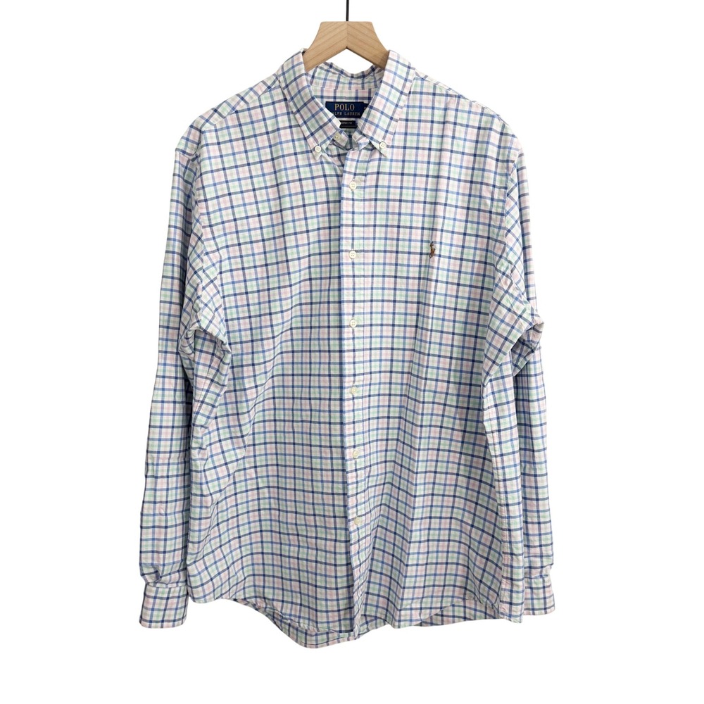 Polo Ralph Lauren Button Down Shirt Blue XL Preppy Quiet Luxury Ivy League Work